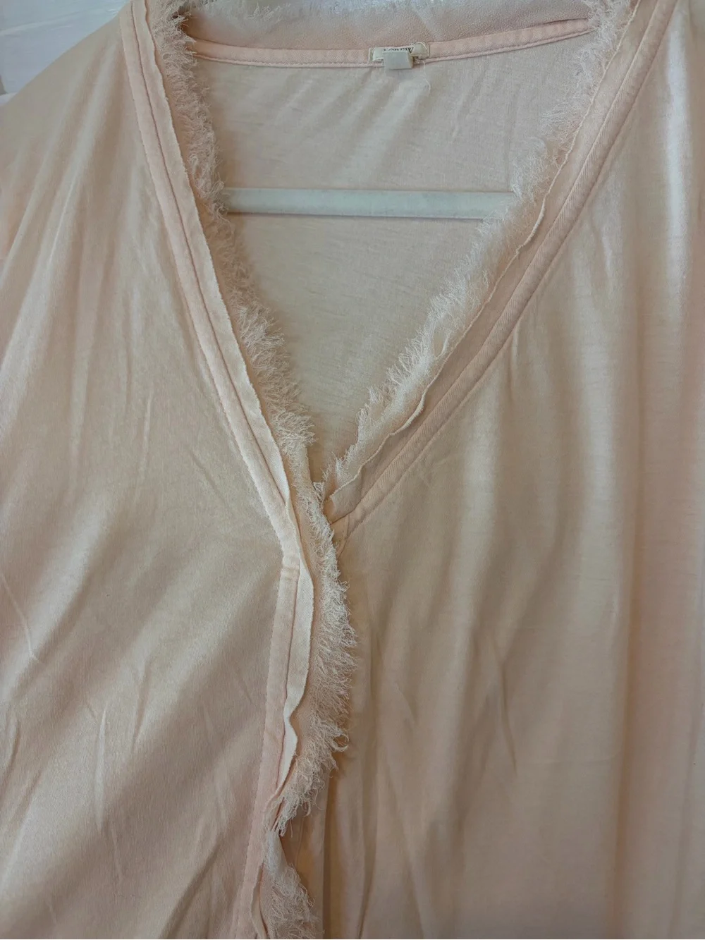 J.Crew Pretty Peach Long Sleeve V-Neck Light Weight Cardigan Size L 100% Cotton